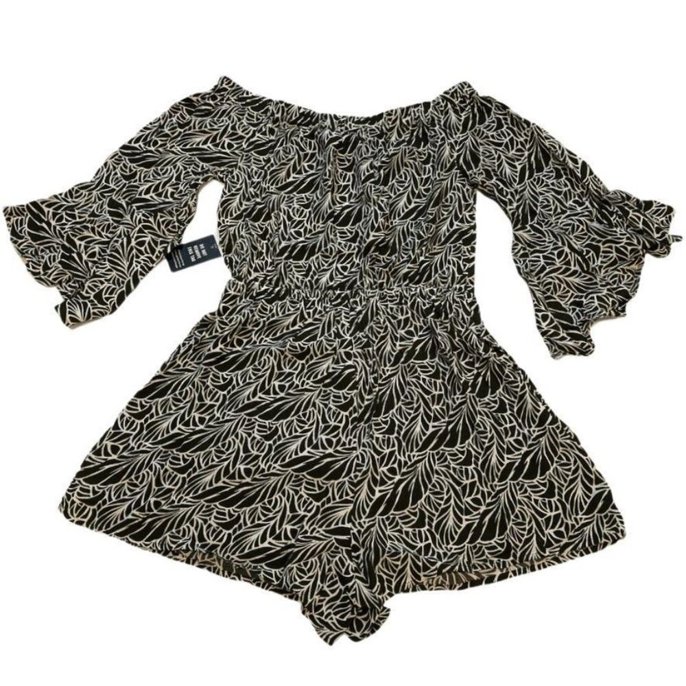 Express Of the Shoulder Shorts Romper Green Small Olive